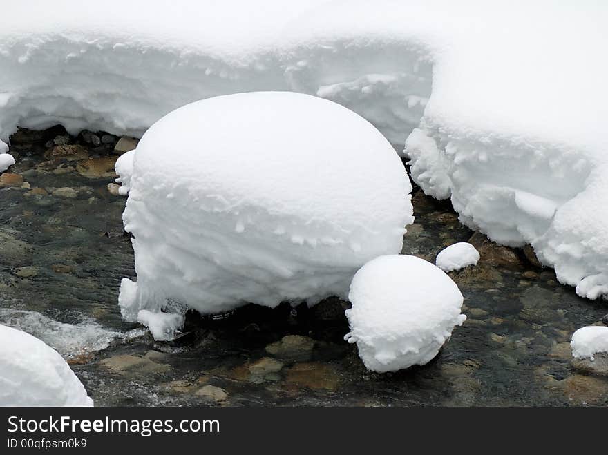 Snow ball in the creek