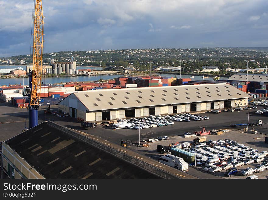 Entering the port on the island of Barbados. Entering the port on the island of Barbados