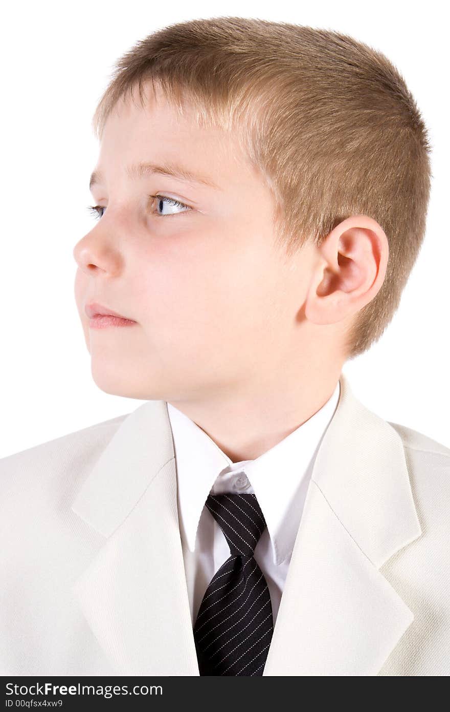 Well-dressed young businessman Boy weared at suit Isolated on white