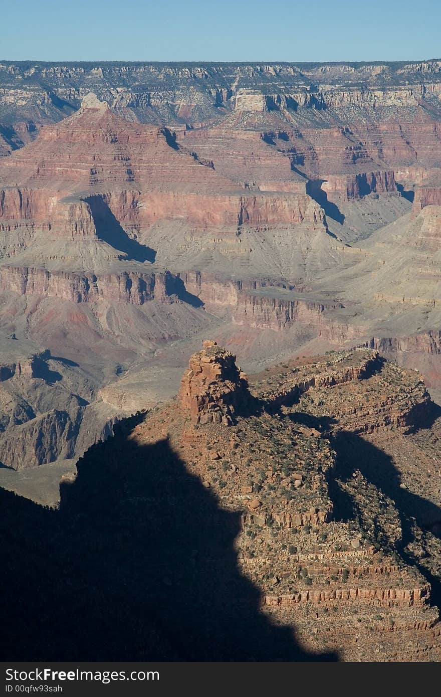 Grand Canyon South Rim showing rock formations. Grand Canyon South Rim showing rock formations