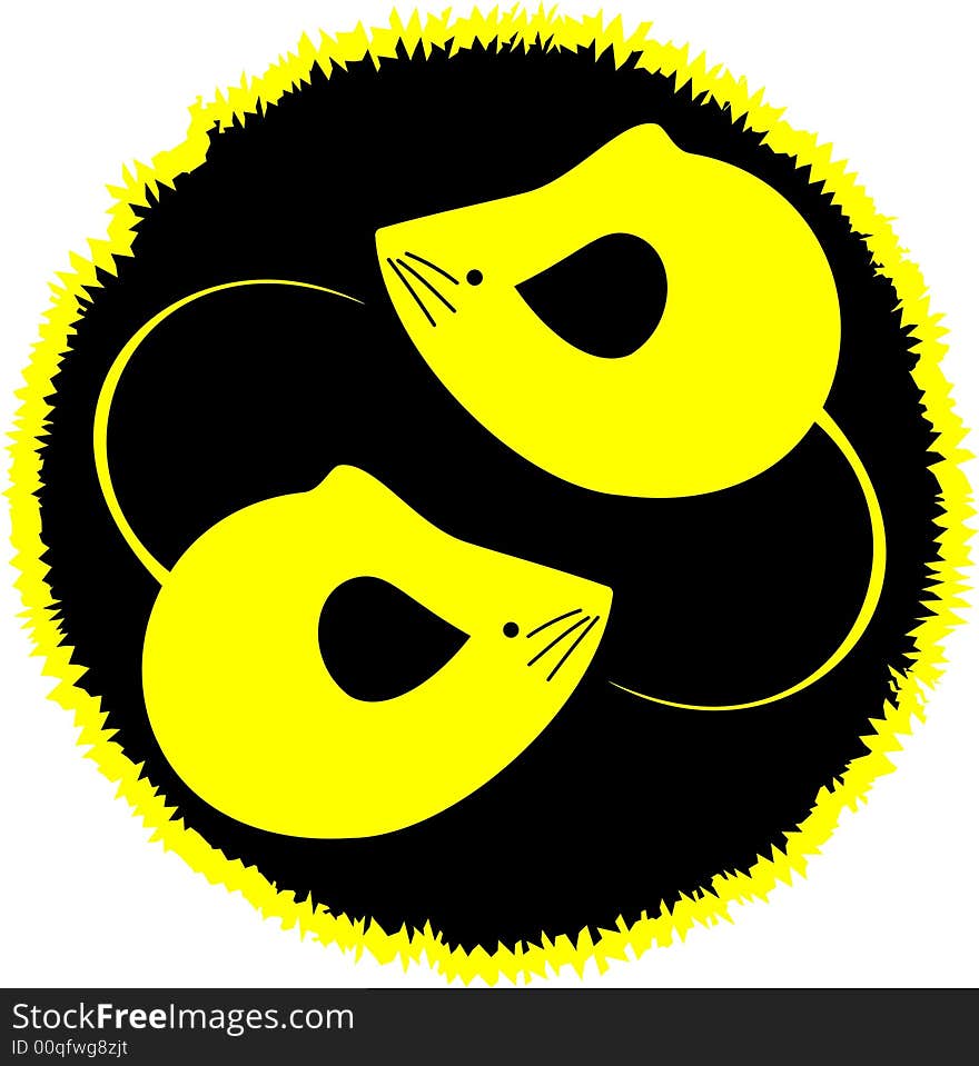 Two yellow mouse in circle