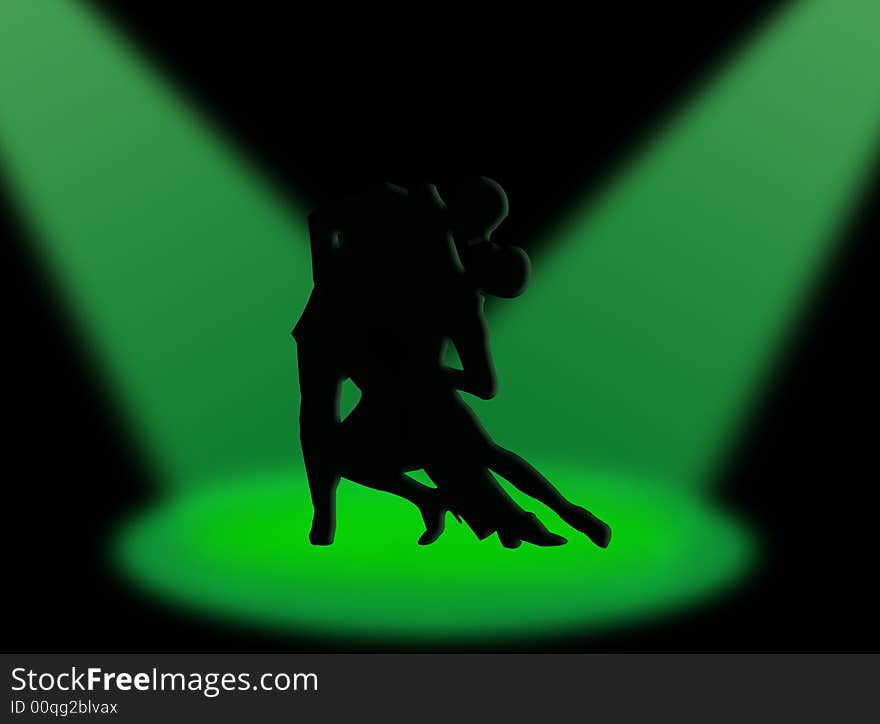 Couple dancing a tango in the spotlight. Couple dancing a tango in the spotlight