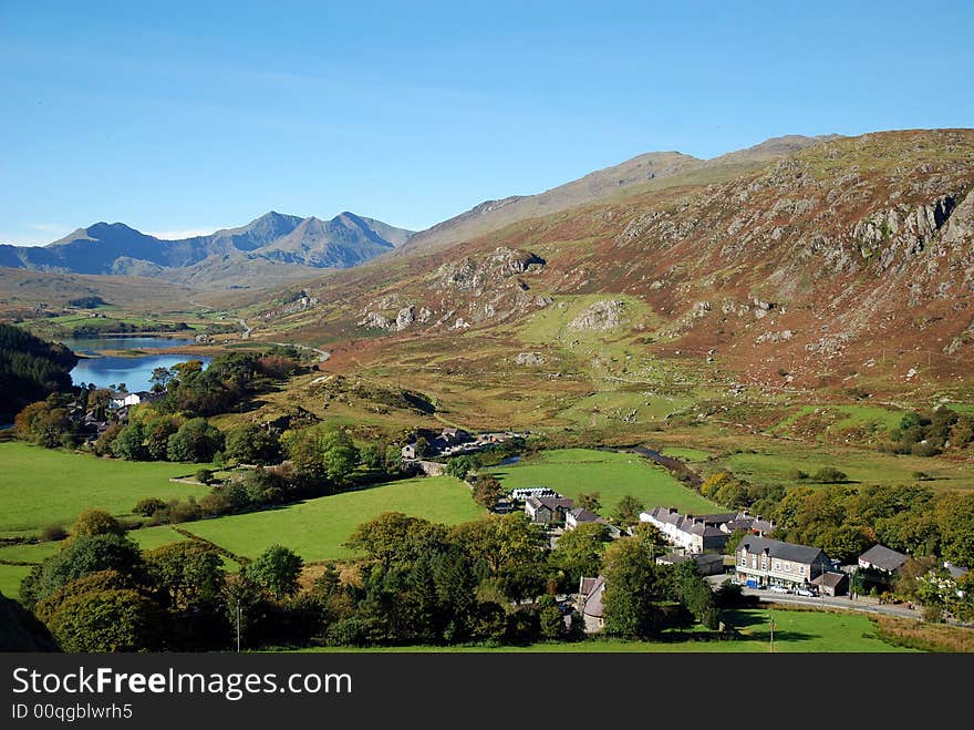 A view of capel curig in snowdonia, north wales. A view of capel curig in snowdonia, north wales.