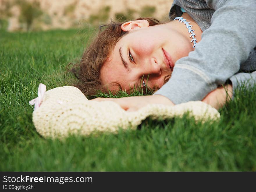 Young girl is enjoying herself at outdoor location