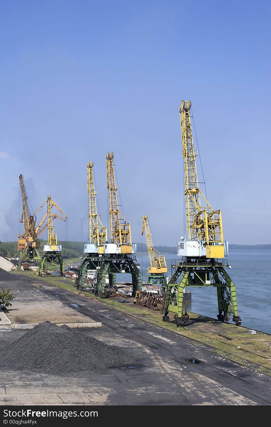 Cranes on the danube river