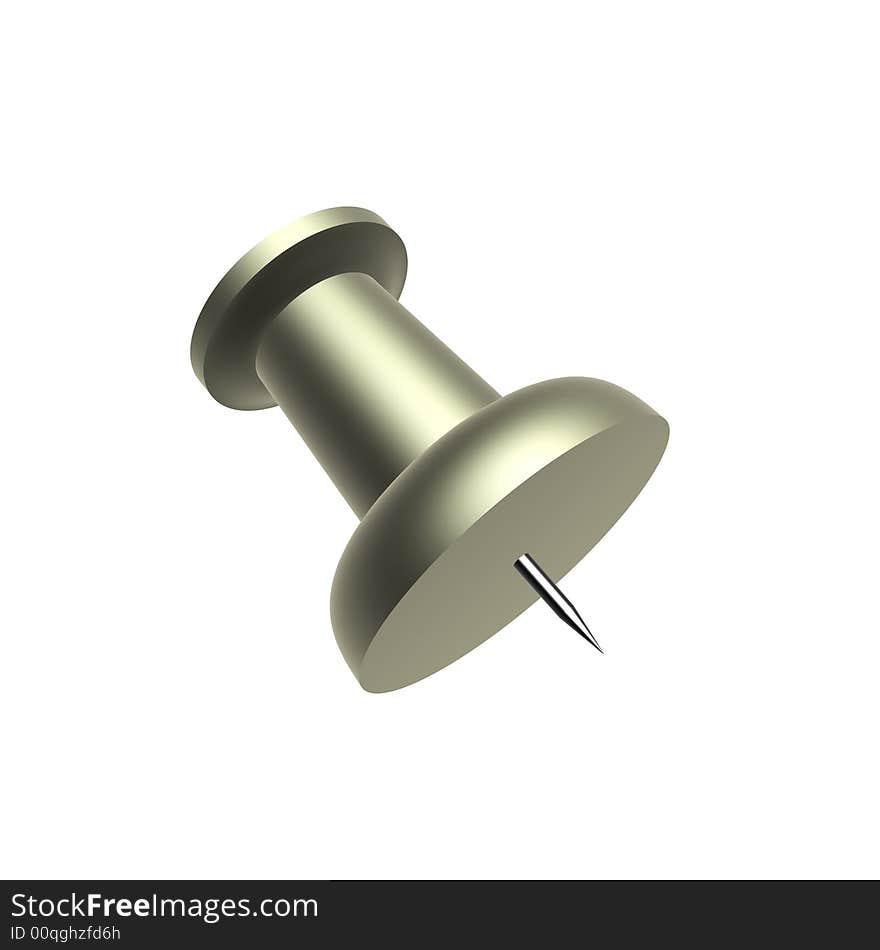 Isolated silver office push-pin on a white background