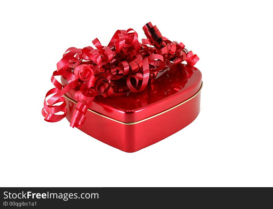 Heart Shaped Box and Curly Red Ribbon