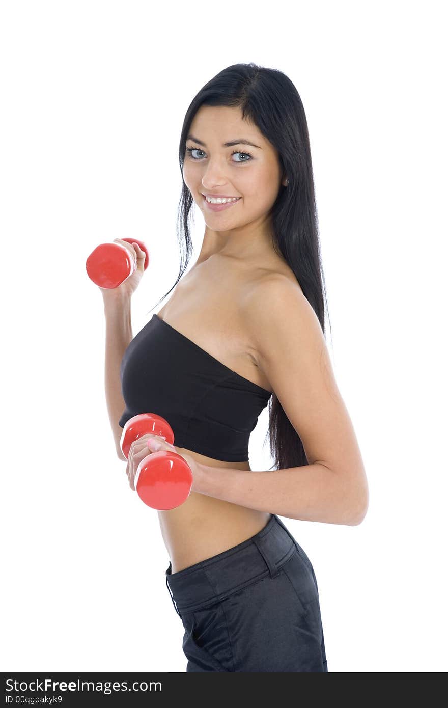 Beautiful Girl With Dumbbells