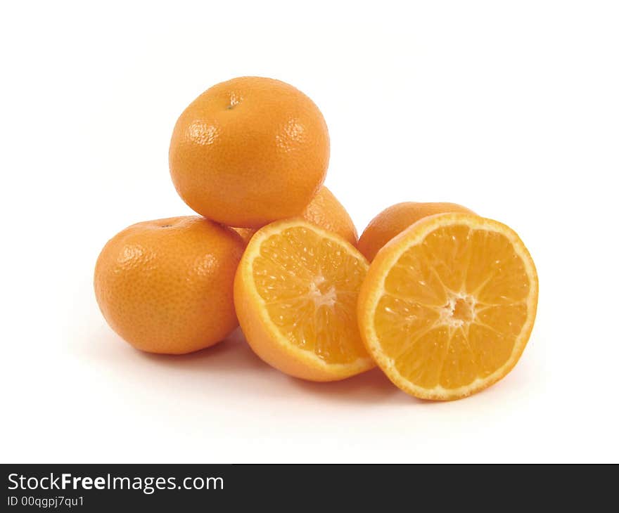 Tangerine fresh bunch isolated on white background. Tangerine fresh bunch isolated on white background