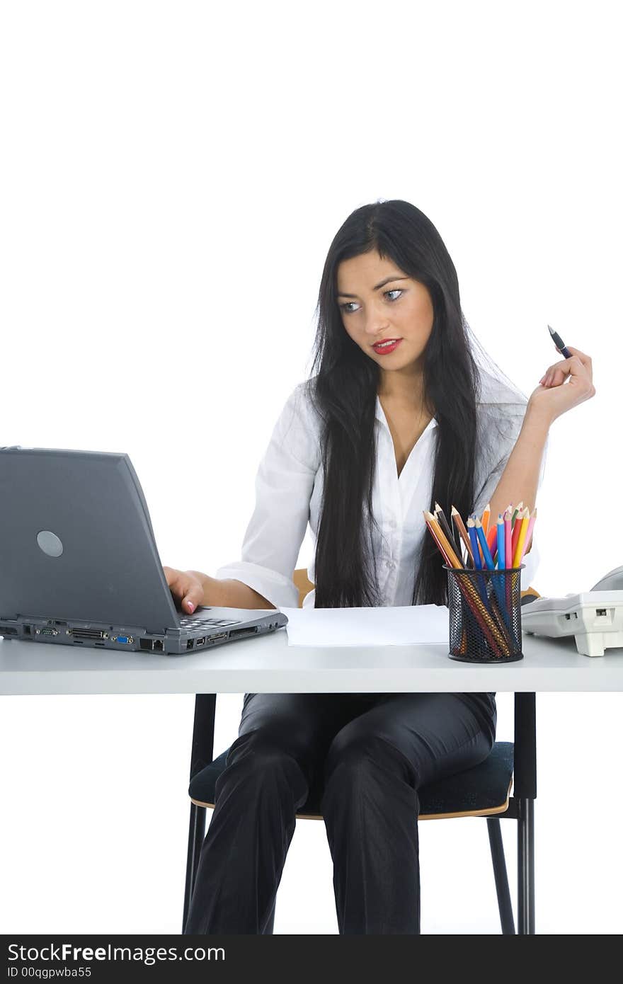 Business woman  working on isolated background