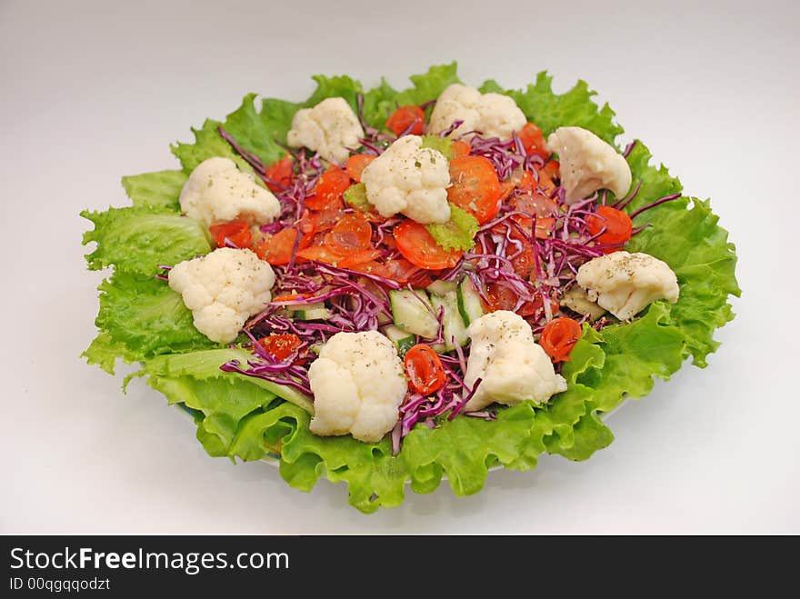 Delicious vegetables salad close up