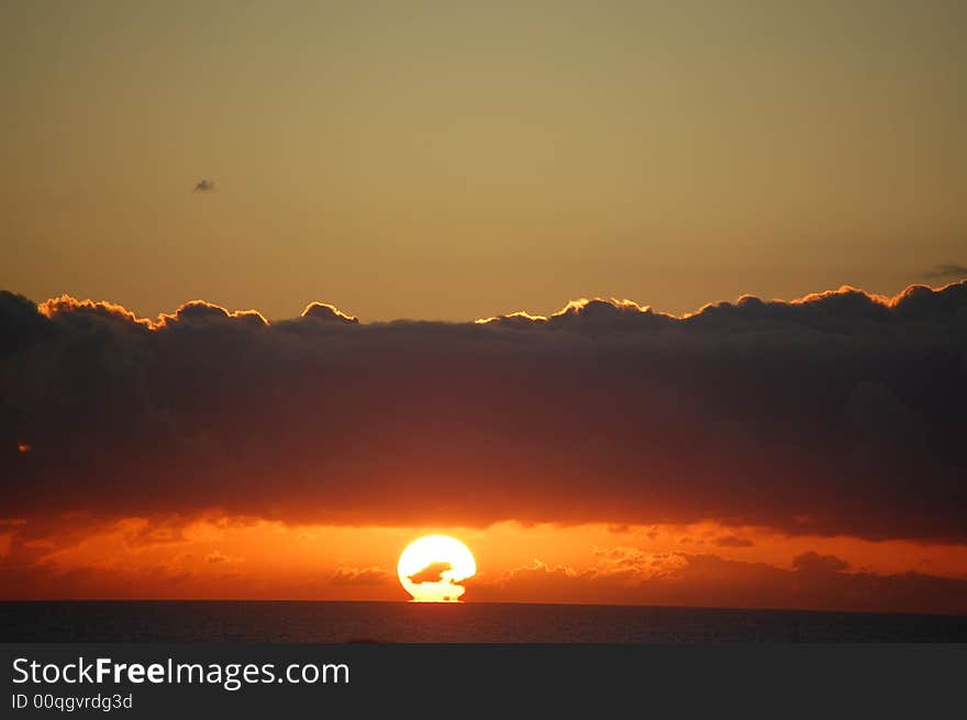 A orange Sunset in a beach