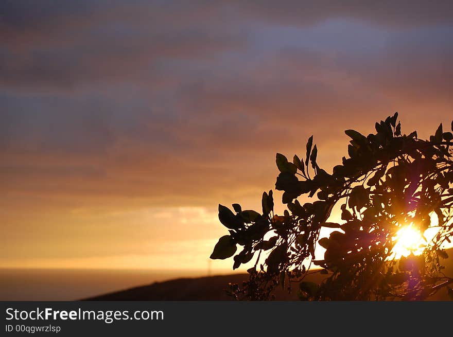 A orange Sunset in a beach