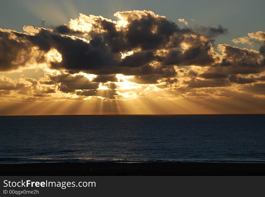 A orange Sunset in a beach