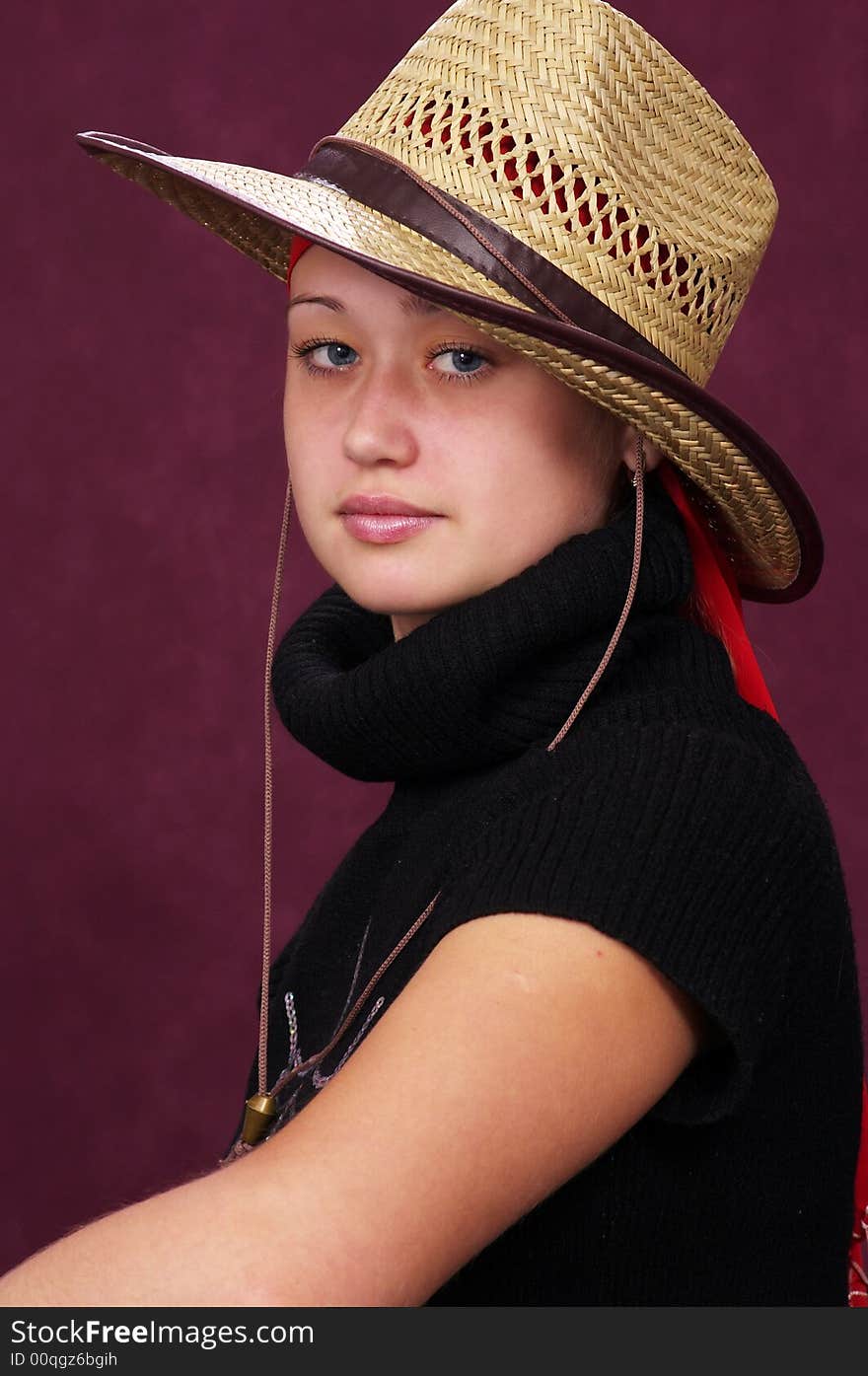 Pirate woman on a red background