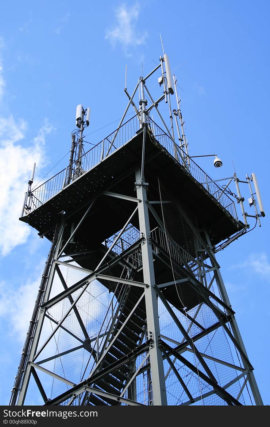 Big telecomunications antenna in warsaw bulding