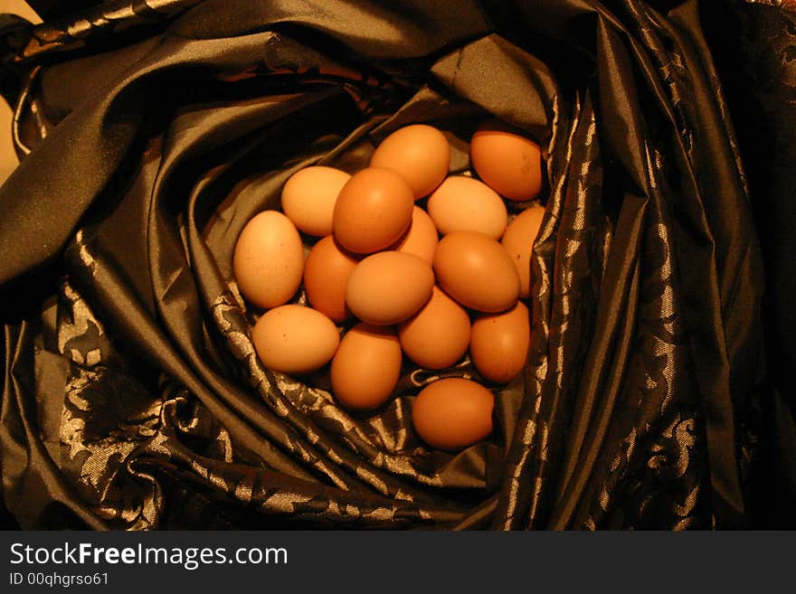 Eggs on satin