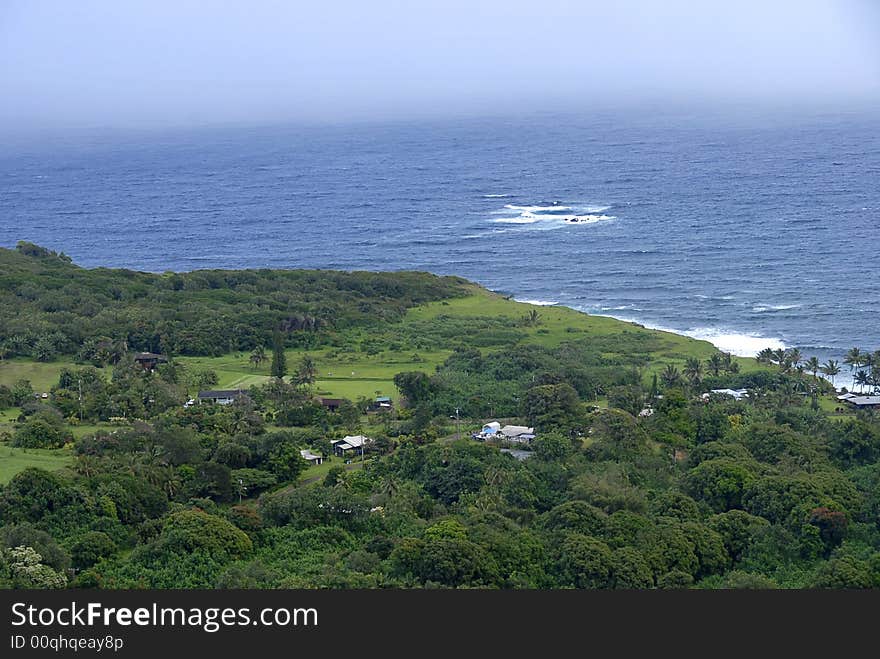 View on a green island in the ocean