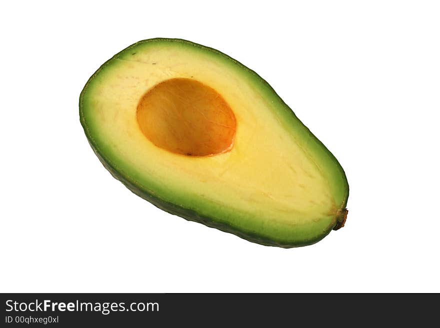 Isolated avocado half without pit