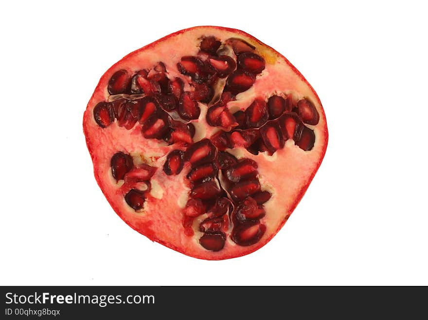 Isolated Pomegranate half on white background