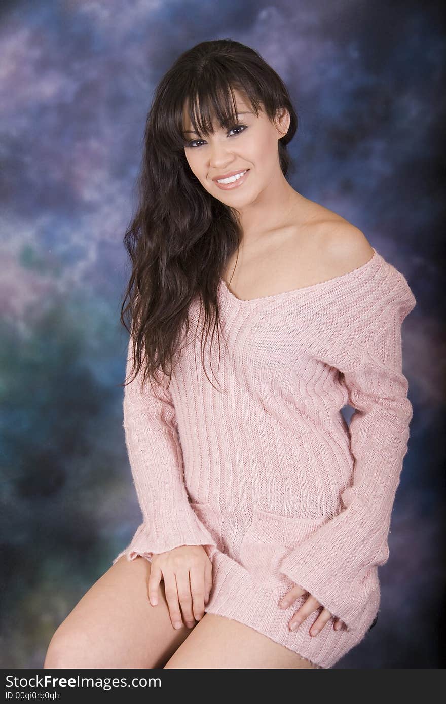 Young hispanic model in pink shirt. Young hispanic model in pink shirt