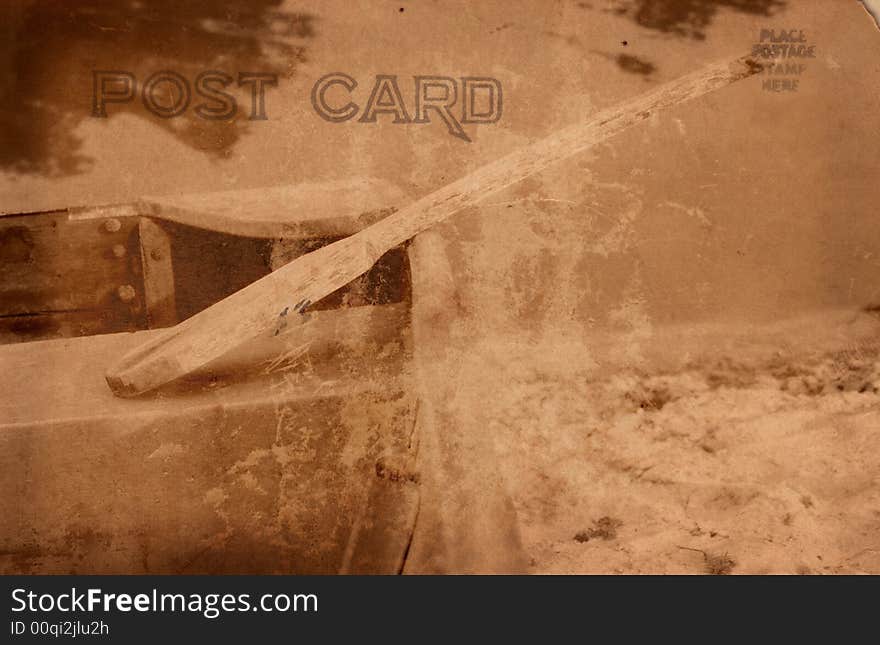 Vintage Grunge Style Poastcard With Boat. Vintage Grunge Style Poastcard With Boat