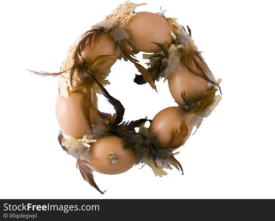 An easter wreath isolated on the white background