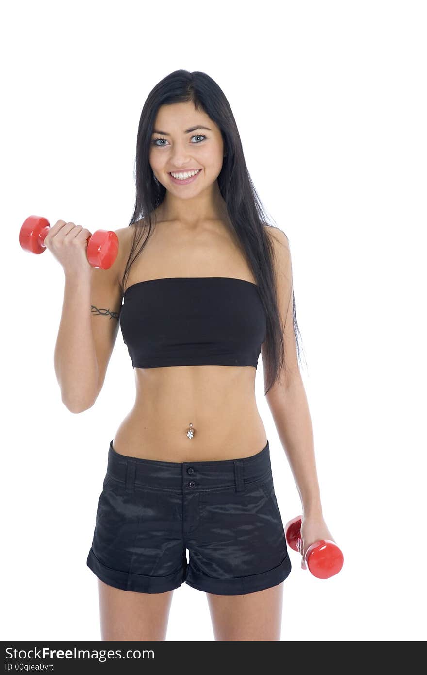 Beautiful Girl With Dumbbells