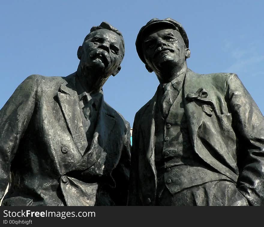 Monument to Maxim Gorkiy and to Vladimir Ilich Lenin. Monument to Maxim Gorkiy and to Vladimir Ilich Lenin