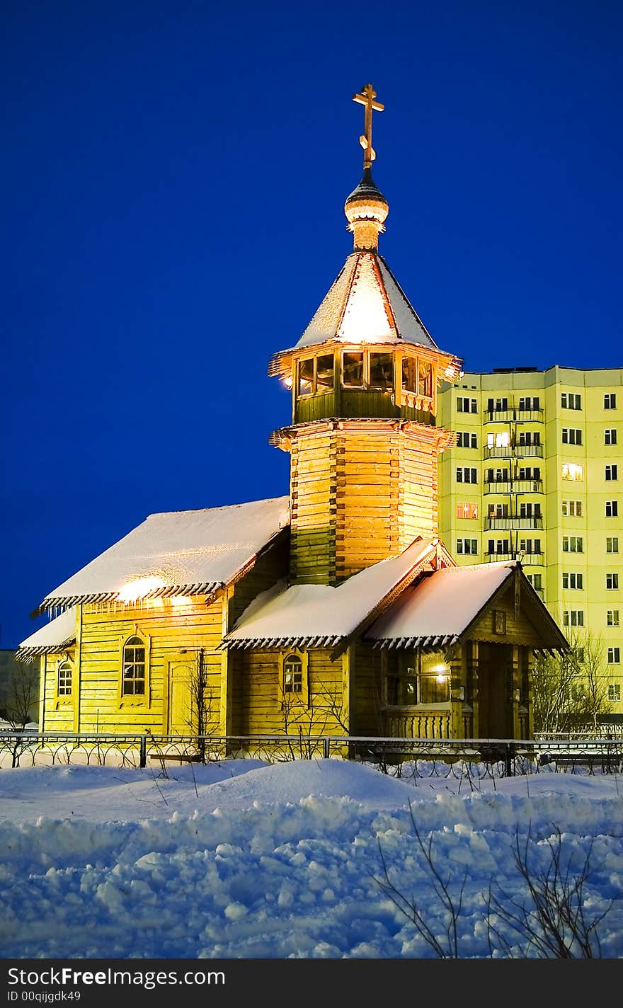 Wooden church of prelate Nikolay in northern city of Russia. Wooden church of prelate Nikolay in northern city of Russia.