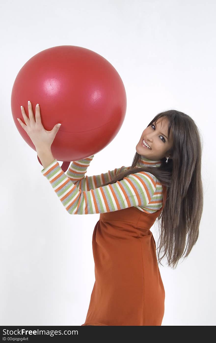 Pretty girl with ball for training. Pretty girl with ball for training