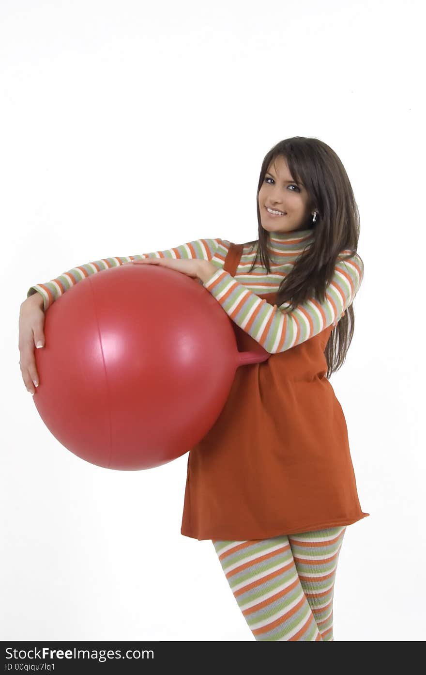 Pretty girl with ball for training. Pretty girl with ball for training