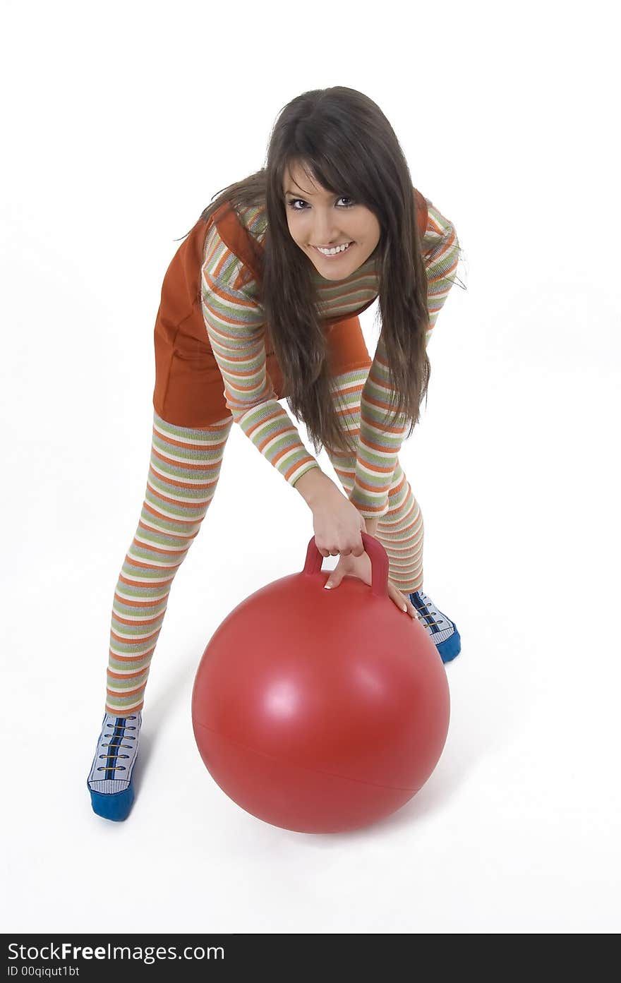 Pretty girl with ball for training. Pretty girl with ball for training