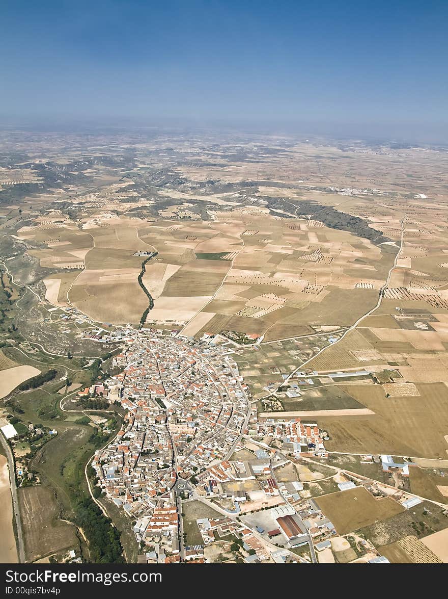 Aerial view of  small village in countryside. Aerial view of  small village in countryside