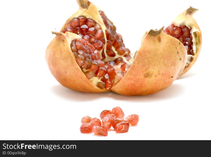 Object on white food fruit pomegranate