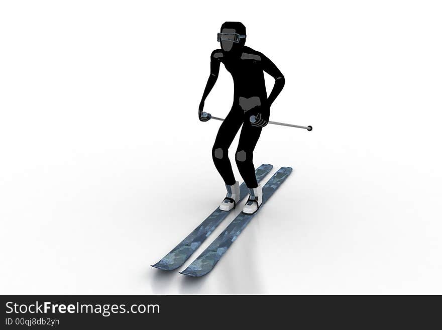 Isolated skier on white background