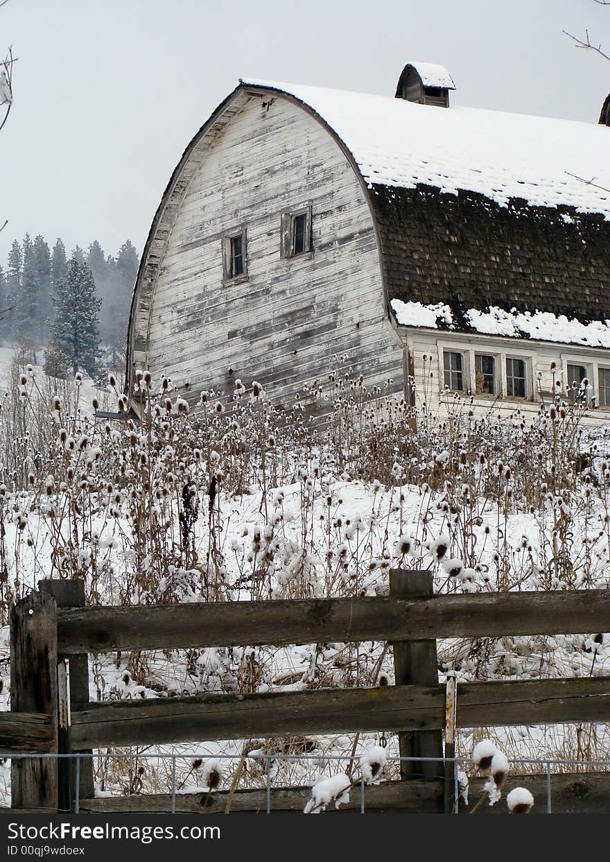 An old Idaho barn in the middle of winter. An old Idaho barn in the middle of winter.