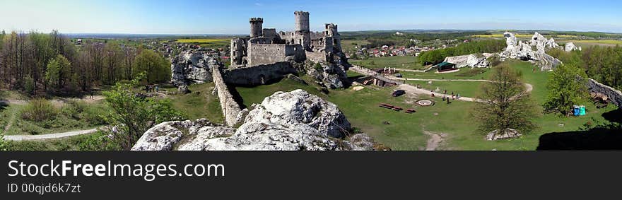 Ruins of castle in southern Poland in Podzamcze. Near the castle there is rock climbing area. The castle was constructed in XIV-XV century.