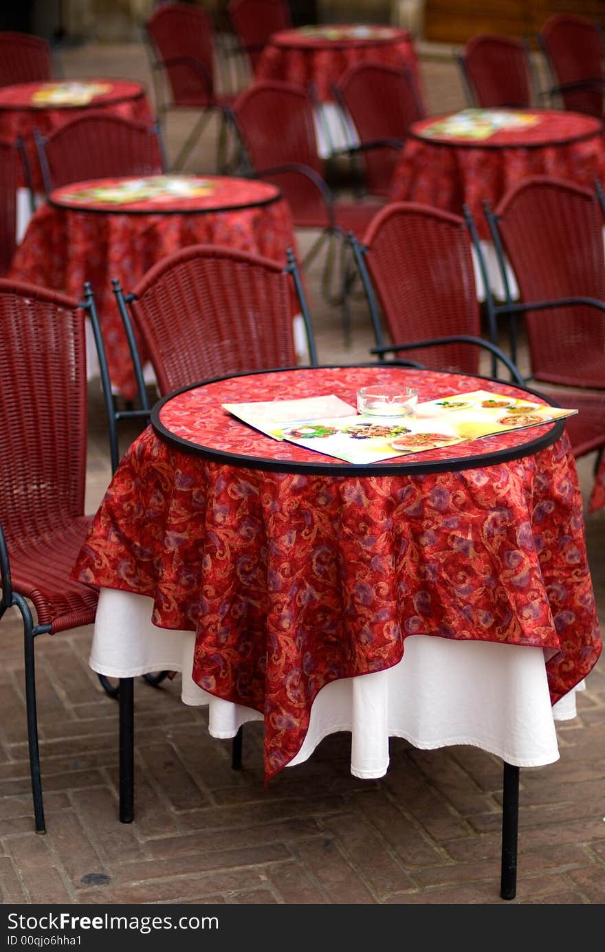 Open air tables of restaurant. Open air tables of restaurant