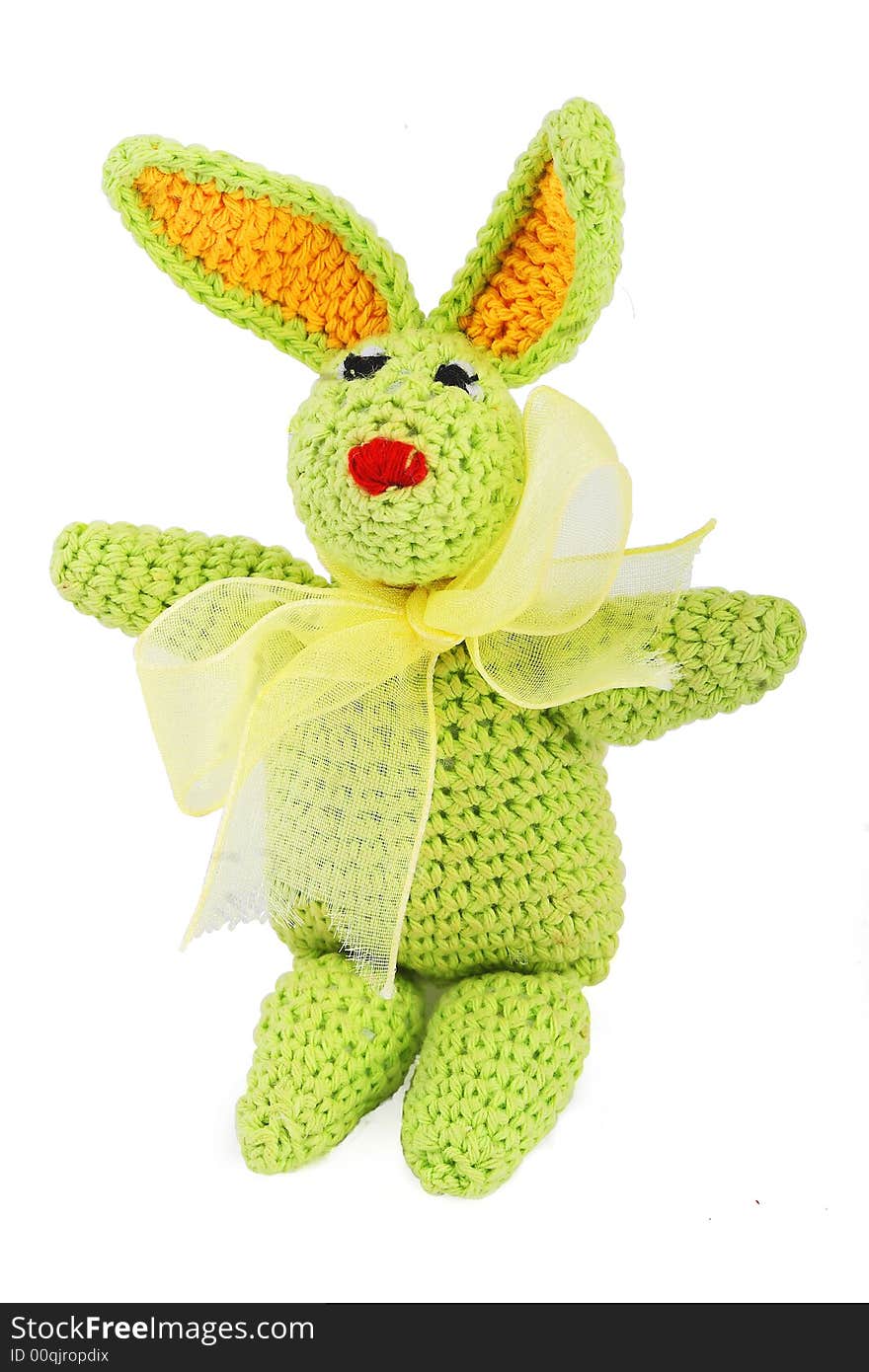 Green easter bunny with gold bow