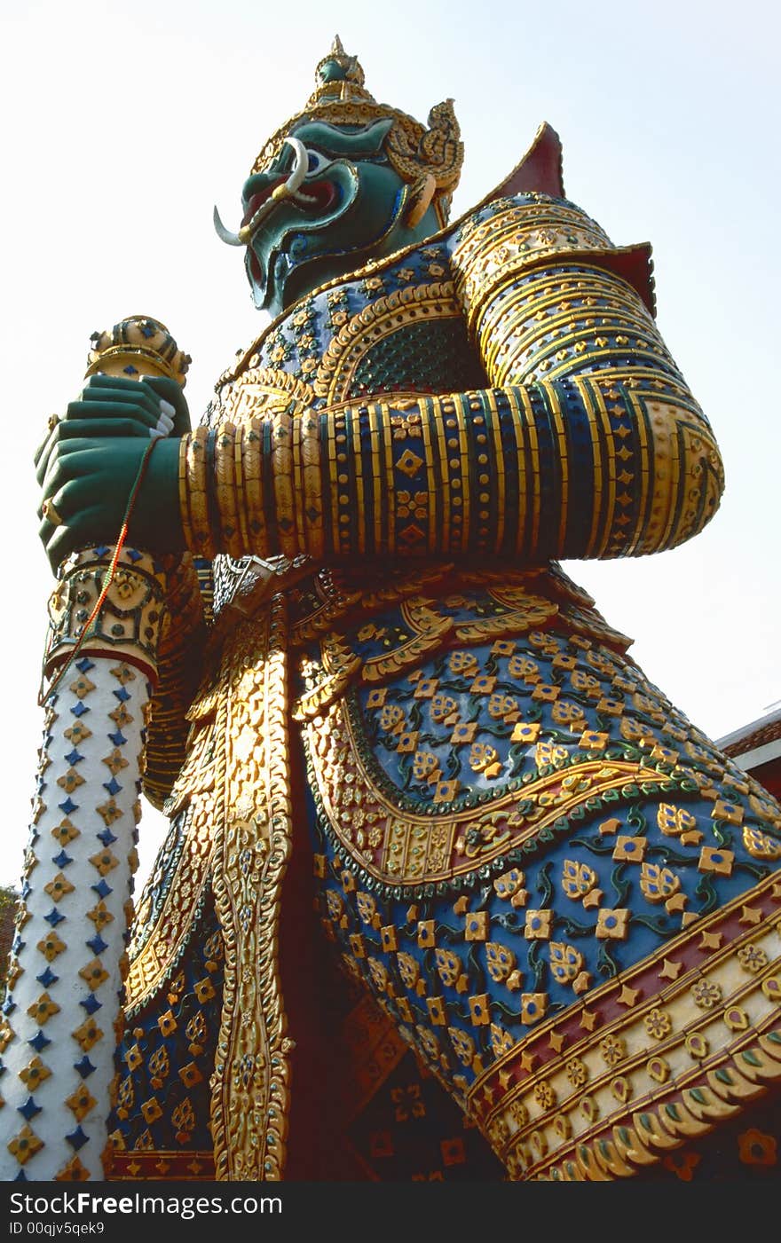 Buddhist temple keeper statue in the Grand Palace in Bangkok