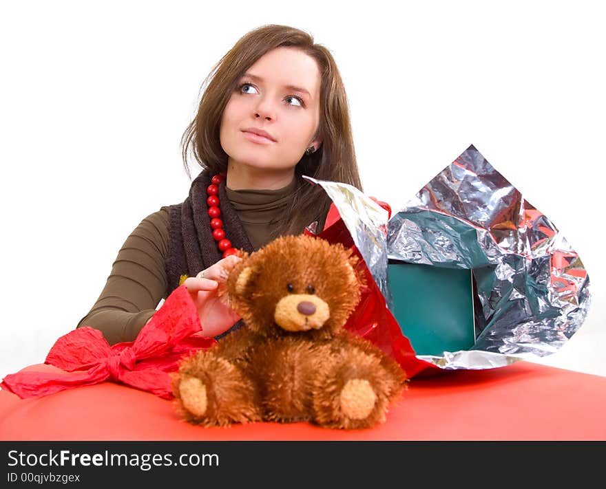 Girl is preparing gift