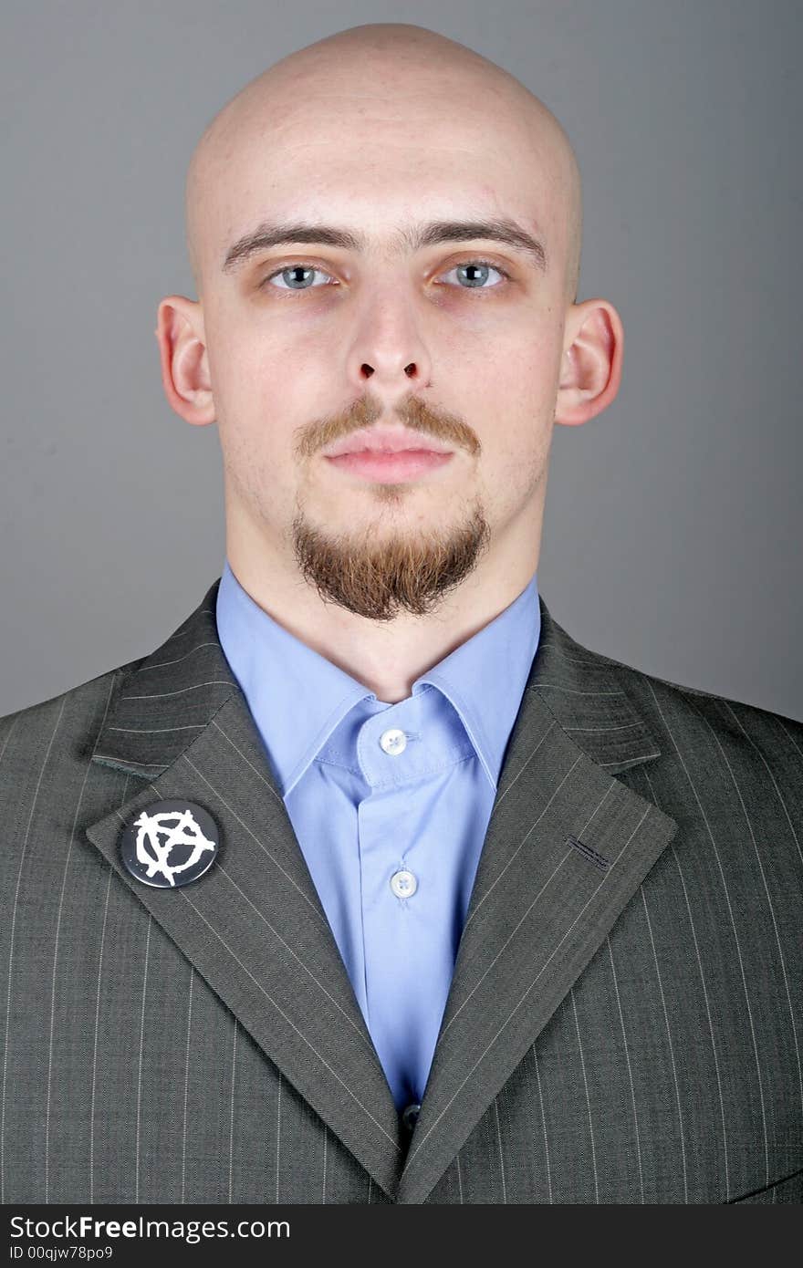 Portrait of a man with badge. Portrait of a man with badge