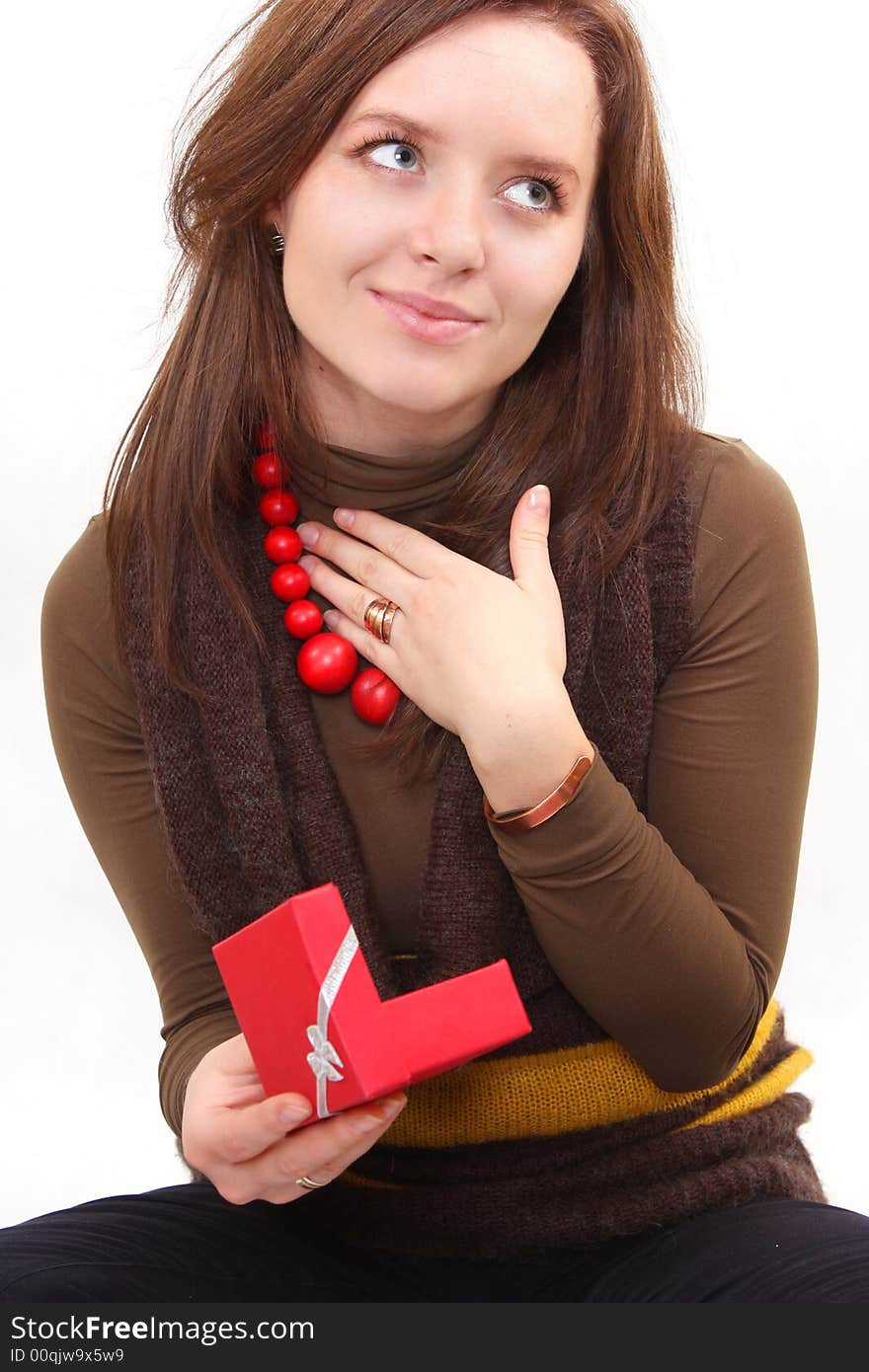 Girl and gift in her hand