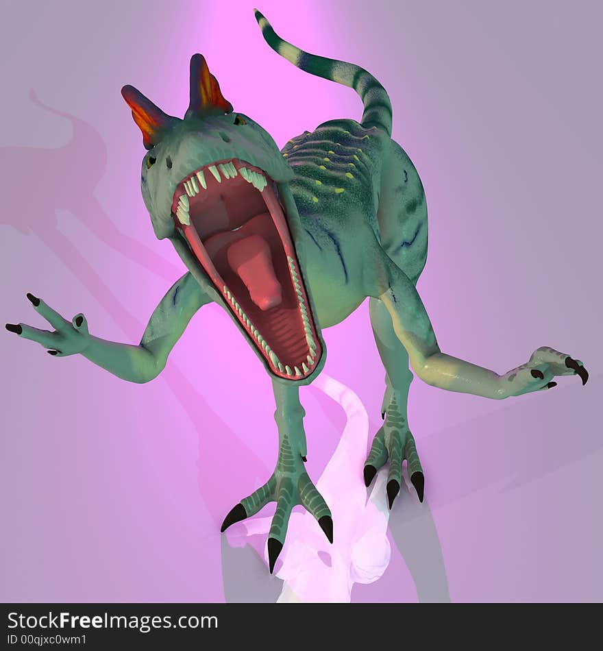 Rendered Image of a Dilophosaurus (Dinosaur) - with Clipping Path