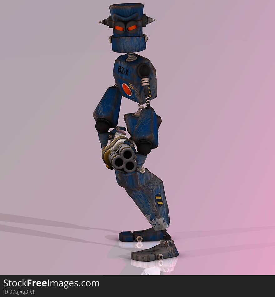 Futuristic cartoon roboter with gun 
with Clipping Path. Futuristic cartoon roboter with gun 
with Clipping Path