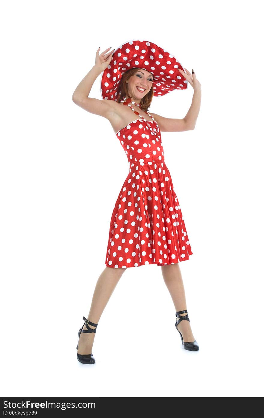 Portrait Redheaded With Spotted Dress