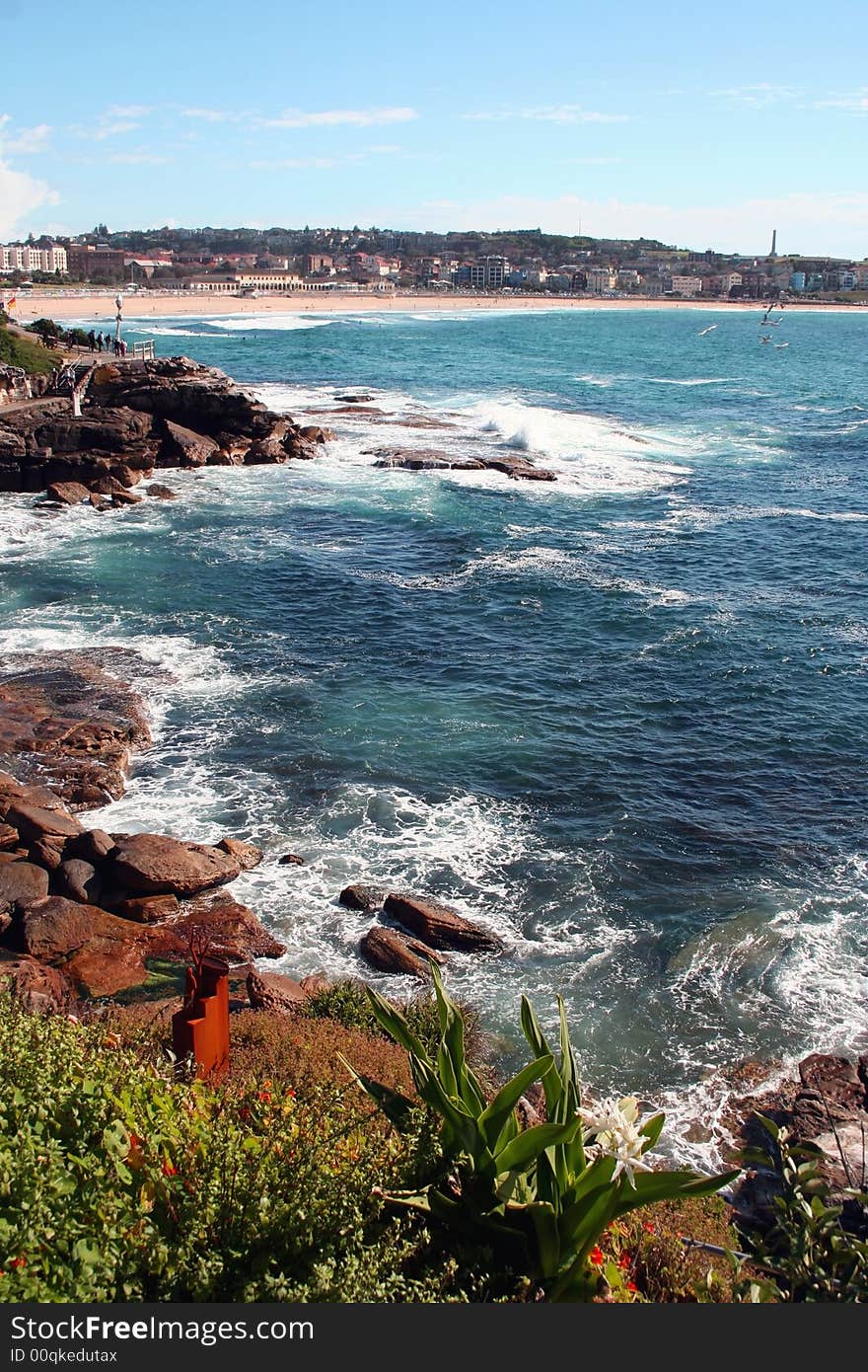 Bondi Beach and rocks, Sydney, Australia. Bondi Beach and rocks, Sydney, Australia