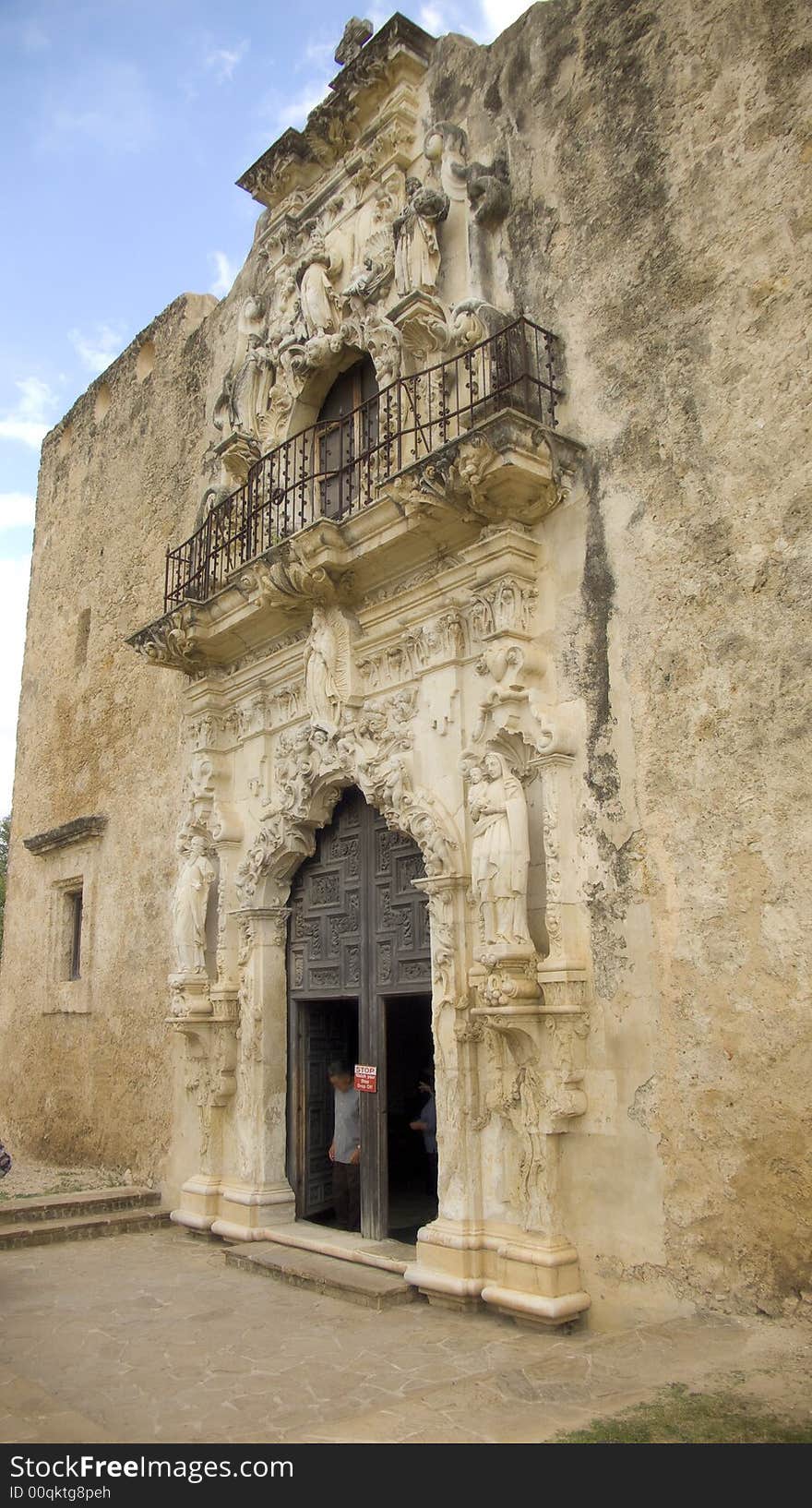 Photo of the detail around the door of the mission church. Photo of the detail around the door of the mission church