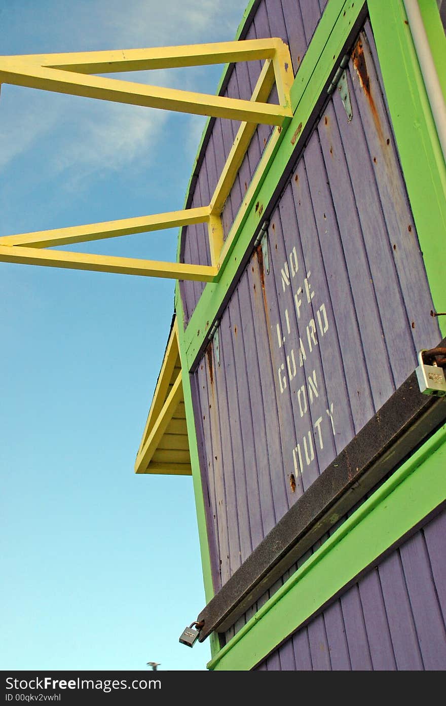 Closeup of Purple Lifeguard Tower in South Beach